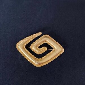 Vintage JJ Jonette Modernist Gold Tone Abstract Freeform Geometric Brooch